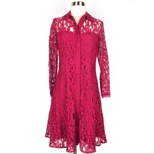 NANETTE LEPORE A line dress Pomegranate red lace
